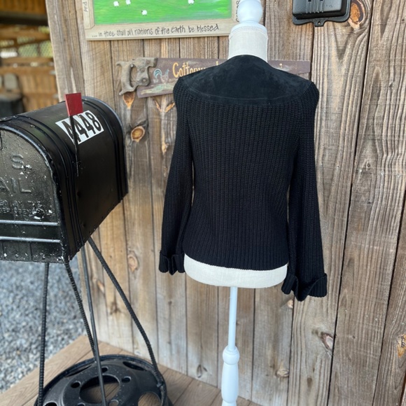 Vintage AMI black knit and suede leather jacket size Medium - Picture 3 of 5